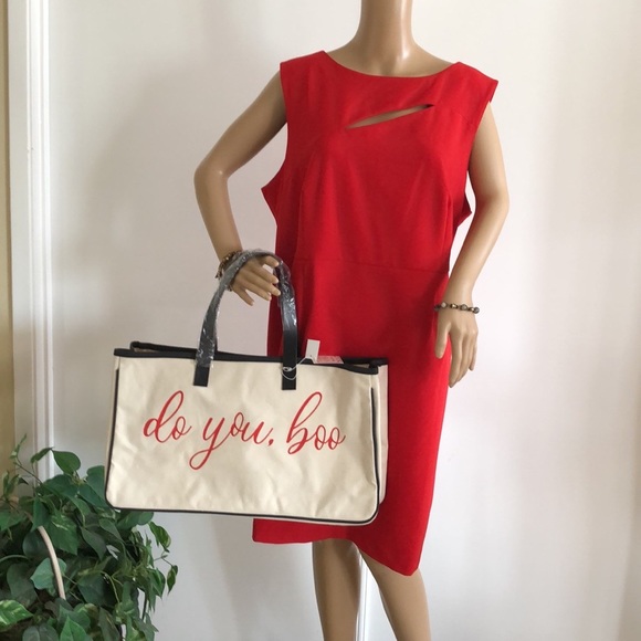 By popular Demand “Do You, Boo” leather straps & trim 100% Canvas tote. Large - Picture 6 of 6